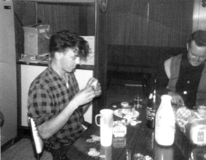 Howard and Sheldon pigging out at my place - 1966